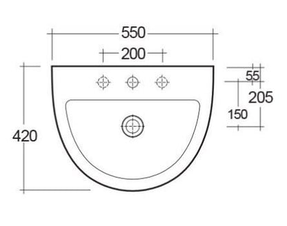 RAK-Morning 550mm Semi Recessed Basin 1TH