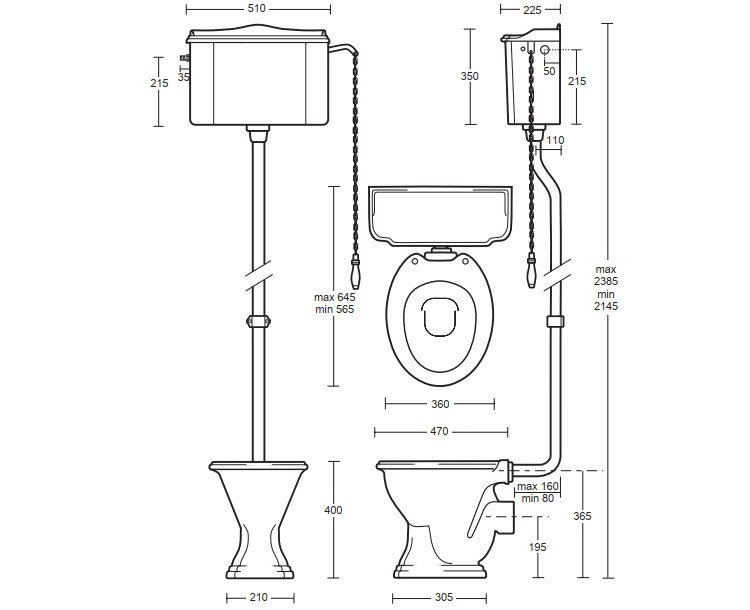 Imperial Drift High Level Toilet with Cistern & Fittings