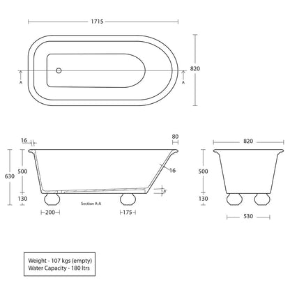 Imperial Stanlake Bath With White Ball Feet