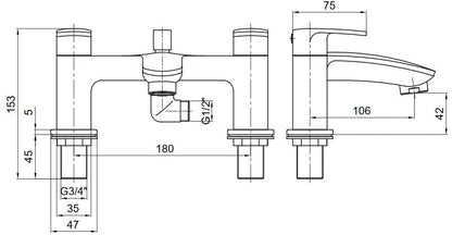 Tavistock Avid Deck Mounted Bath Shower Mixer