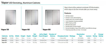 HiB Vapor 2 Doors Illuminated Aluminium Cabinets