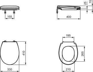 Armitage Shanks Contour 21 small toilet seat and cover for 305mm high bowl