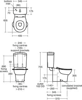 Armitage Shanks Contour 21 Splash 305mm Back-to-wall Rimless WC