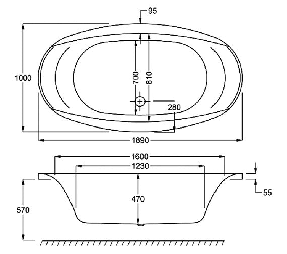 Carron Celsius 1900 x 1000mm Oval Bath