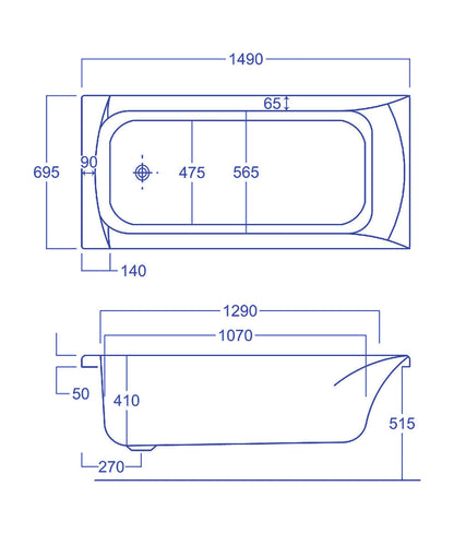 Carron Delta 1500 x 700 Single Ended Bath