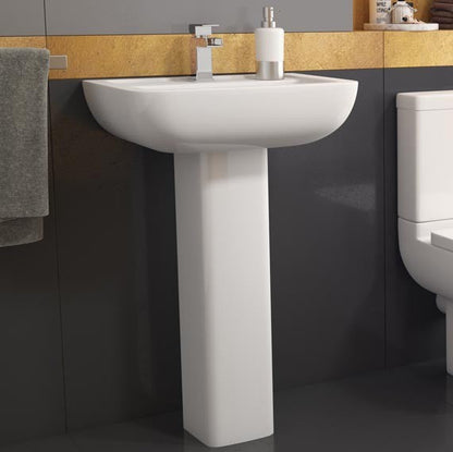 Kartell Options 600 Basin and Pedestal - 1 Tap Hole - White