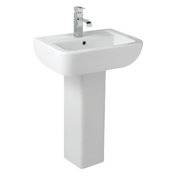 Kartell Options 600 Basin and Pedestal - 1 Tap Hole - White