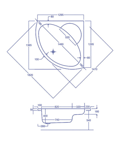 Carron Monarch 1300 x 1300mm Corner Bath