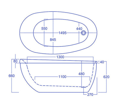 Carron Paradigm 1550 x 850mm Carronite Freestanding Bath