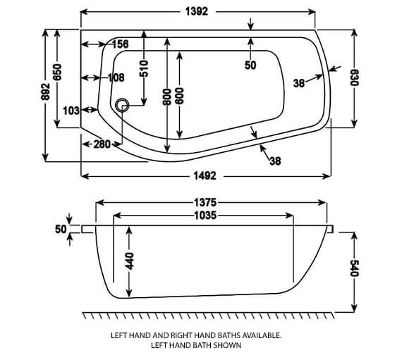 Carron Profile 1500 x 900 Shower Bath