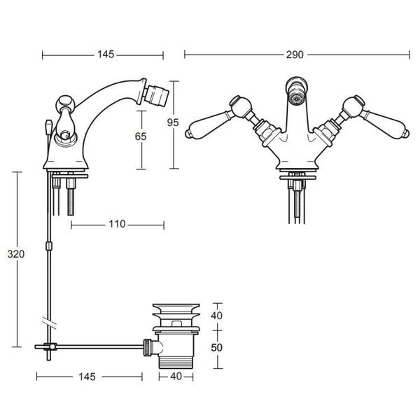 Imperial Radcliffe Monobloc Bidet Mixer